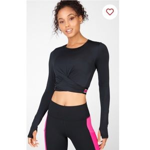 NWOT Fabletics Black Eco-Conscious Front Twist Long-Sleeve Top